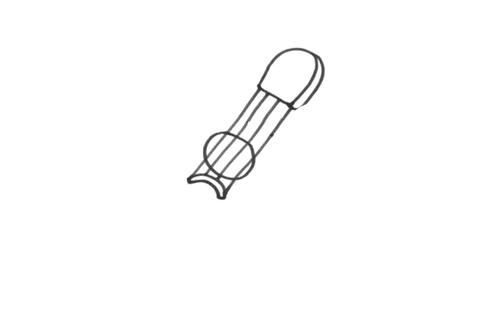 步骤2：画琴身前，先在琴颈上画出一个小圆圈