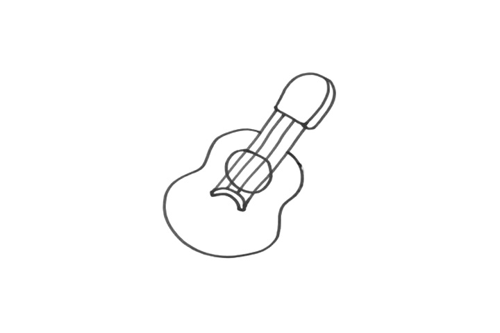 步骤3：再来画琴身，腰部一般都是往里凹