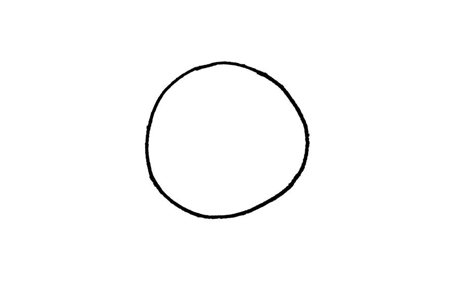 步骤1：先画一个圆形，作为考拉的头。