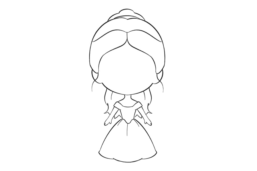 步骤7：画出头顶的发线和两侧的发丝。