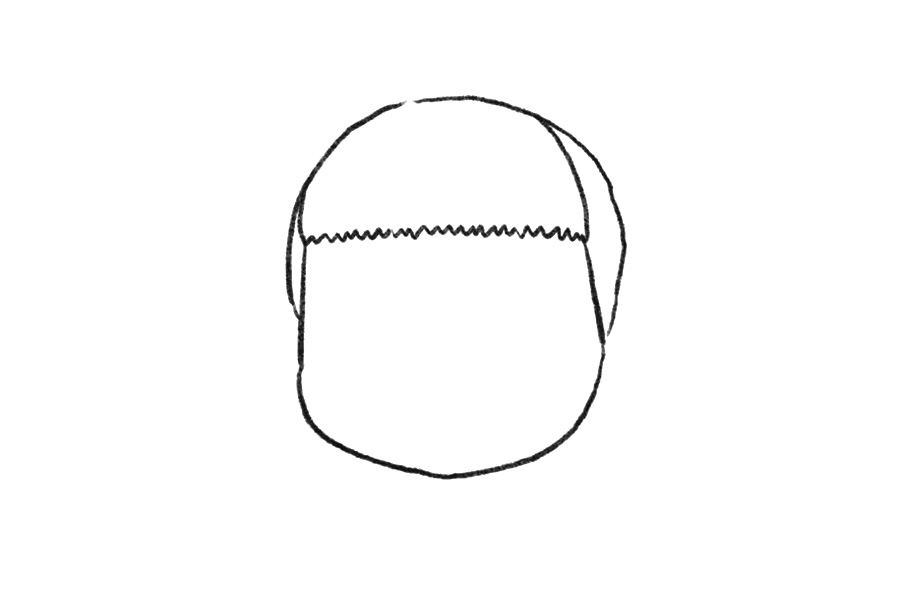 步骤2：画出小哪吒的面部轮廓已经刘海儿。