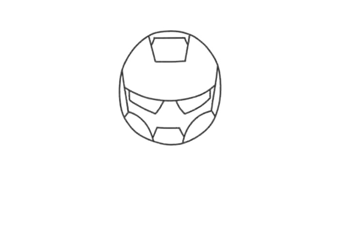 步骤2：画出钢铁侠的五官。