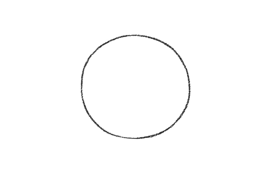 步骤1：先画出一个圆形，是我们的地球的形状。