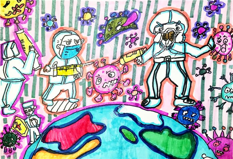 抗疫勇士儿童绘画欣赏