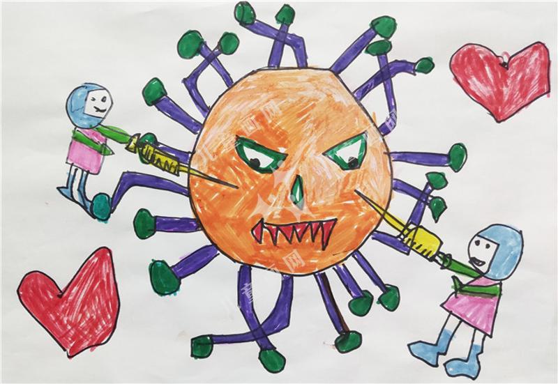 消灭病毒儿童手绘