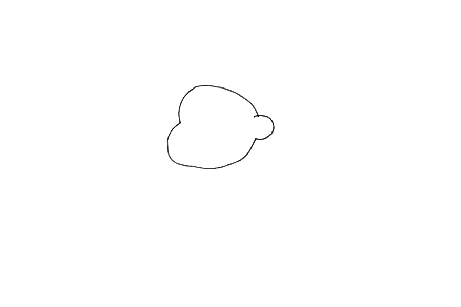 步骤1：先画出孙悟空头的形状，注意是侧着头