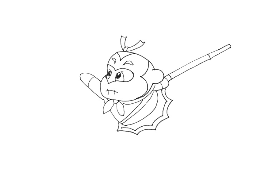 步骤11：向下画上它的衣服下摆