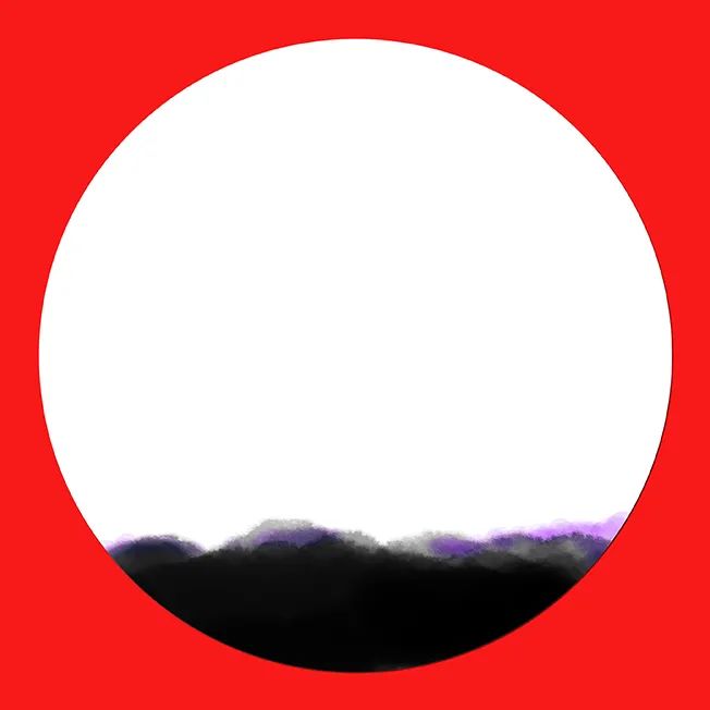 步骤1：首先我们在圆形素描纸上画出黑色的土地。