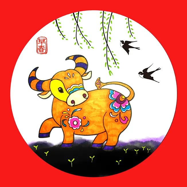 小花牛儿童画优秀作品