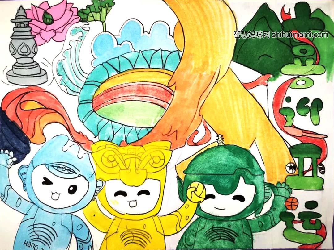 我是亚运小主人主题绘画作品漂亮-图2