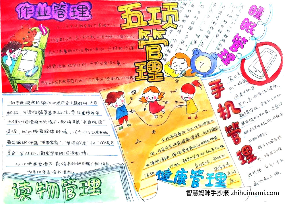 8张中小学生五项管理手抄报绘画（一等奖）-图3