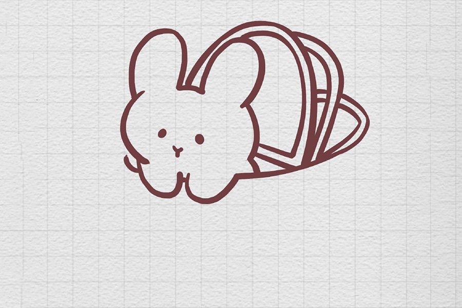 野餐篮和可爱的小兔子简笔画画法步骤-图2