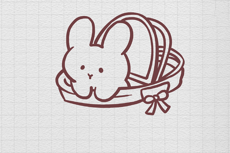 野餐篮和可爱的小兔子简笔画画法步骤-图4
