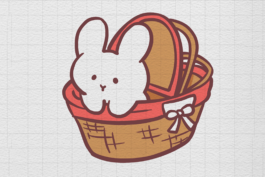 野餐篮和可爱的小兔子简笔画画法步骤-图7