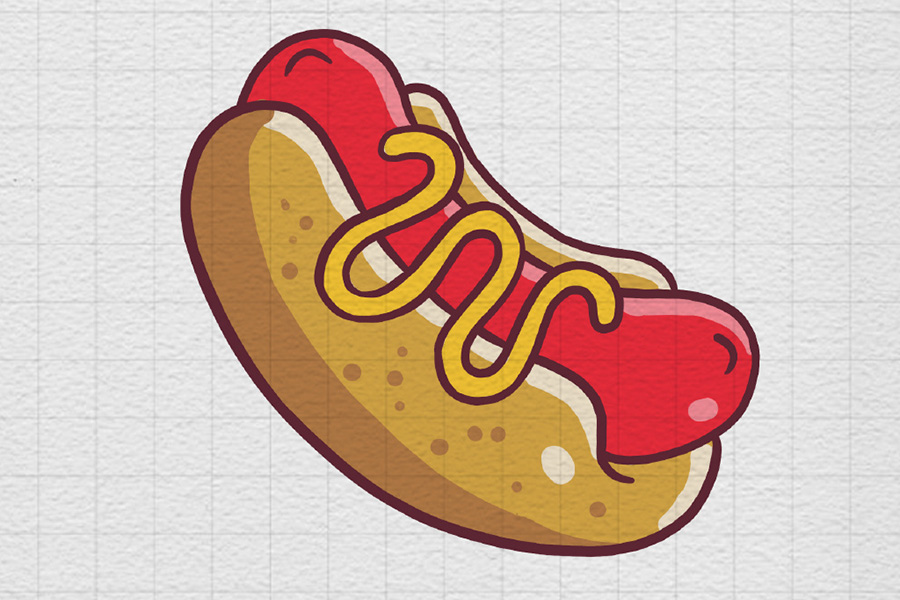一根美味热狗怎么画