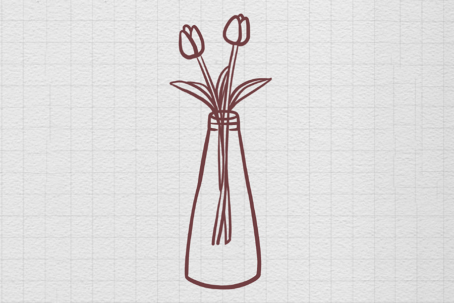 一瓶郁金香花瓶插花简笔画-图4