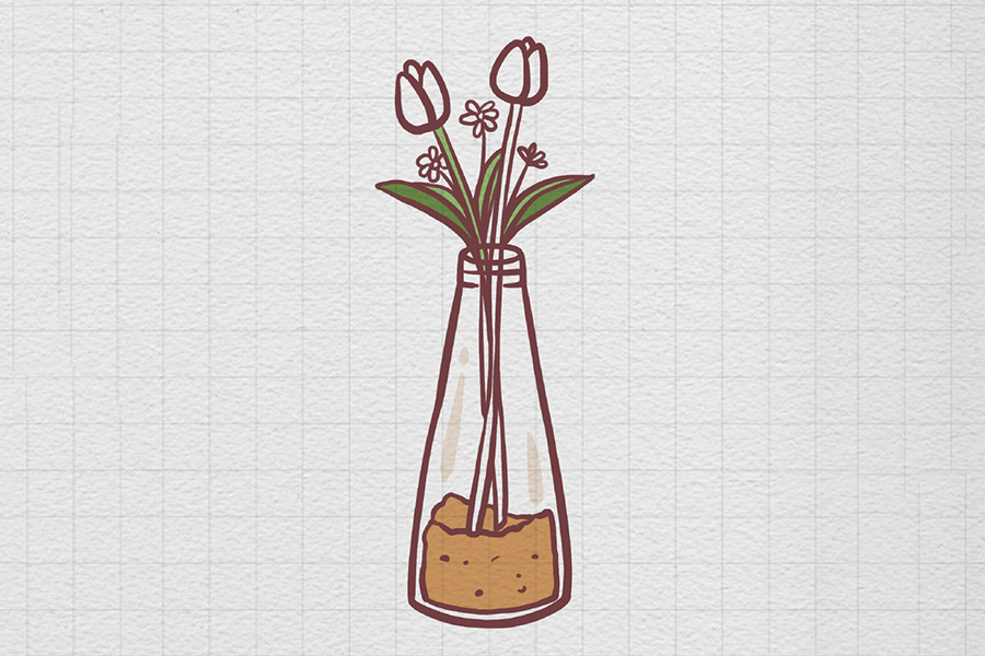 一瓶郁金香花瓶插花简笔画-图7