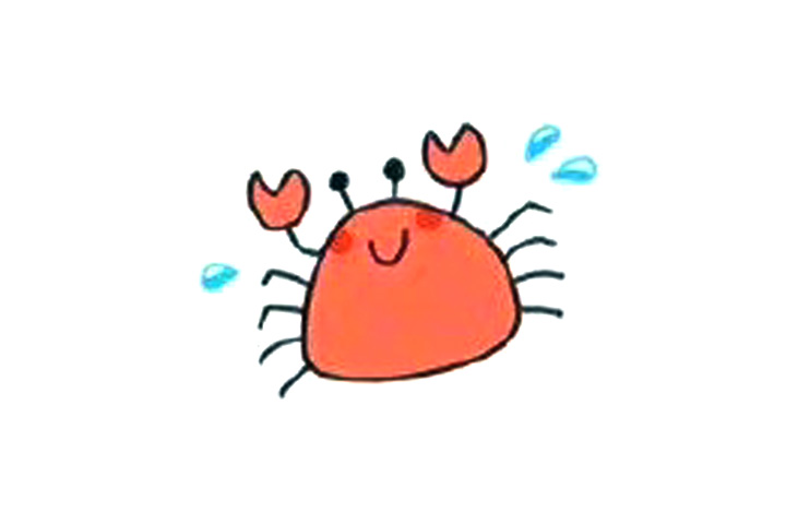 简单可爱螃蟹简笔画画法步骤