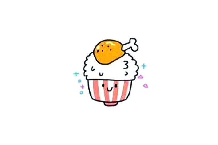 鸡腿饭的画法简单可爱