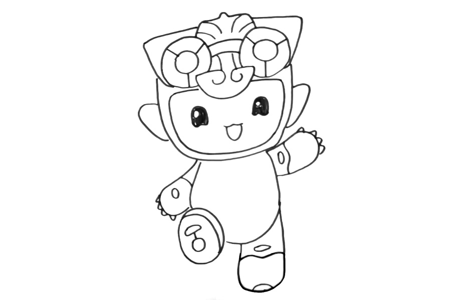 2022杭州第19届亚运会吉祥物琮琮简笔画画法步骤-图5