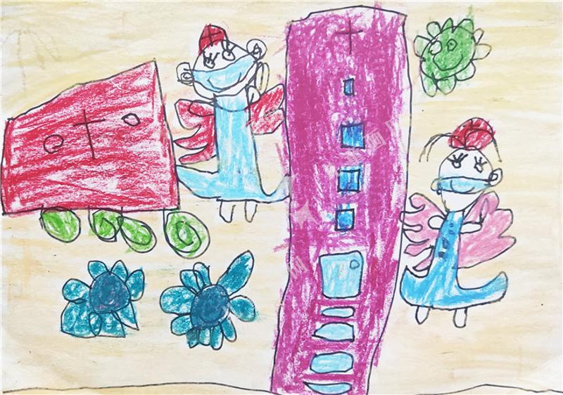 超人白衣天使儿童画