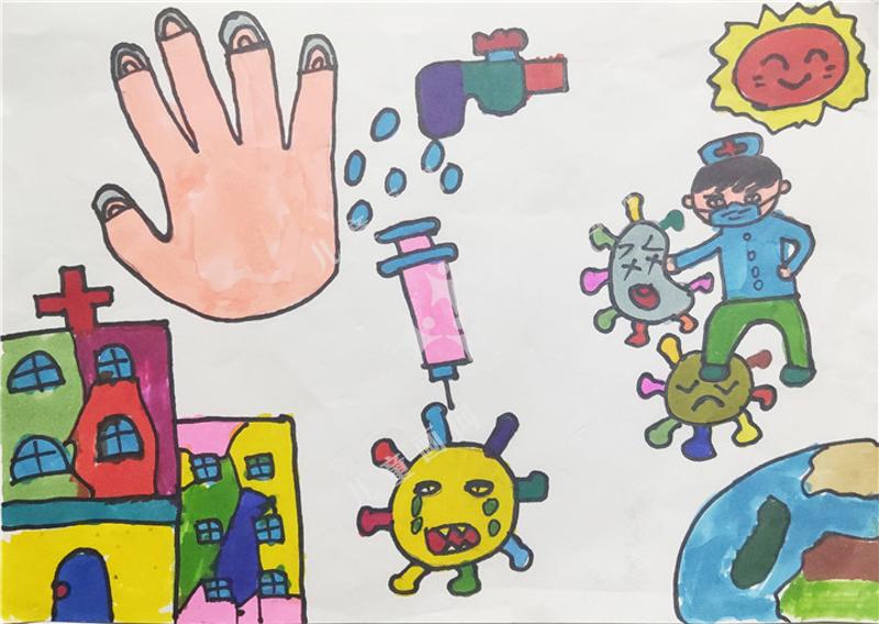 抗疫宣传绘画勤洗手