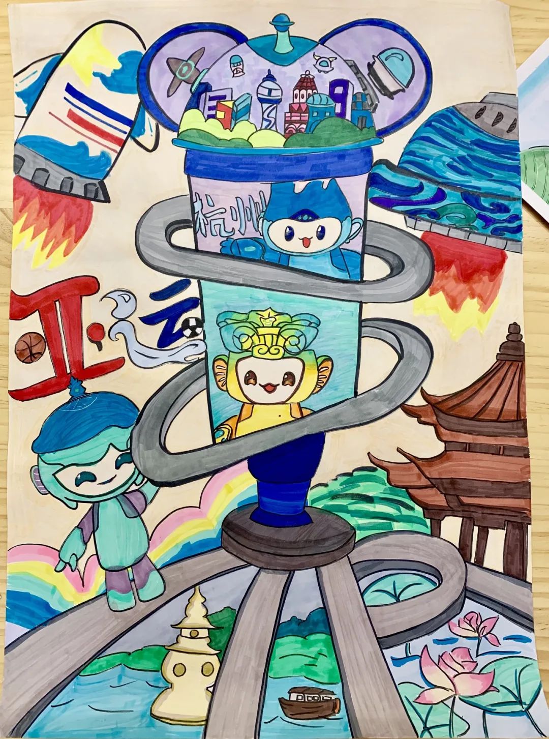 2022杭州亚运会主题绘画 活力启“杭” 共绘亚运-图11