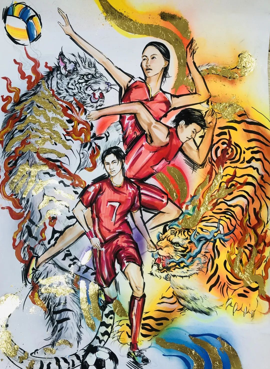 2022迎亚运主题绘画 运动人物绘画作品-图4