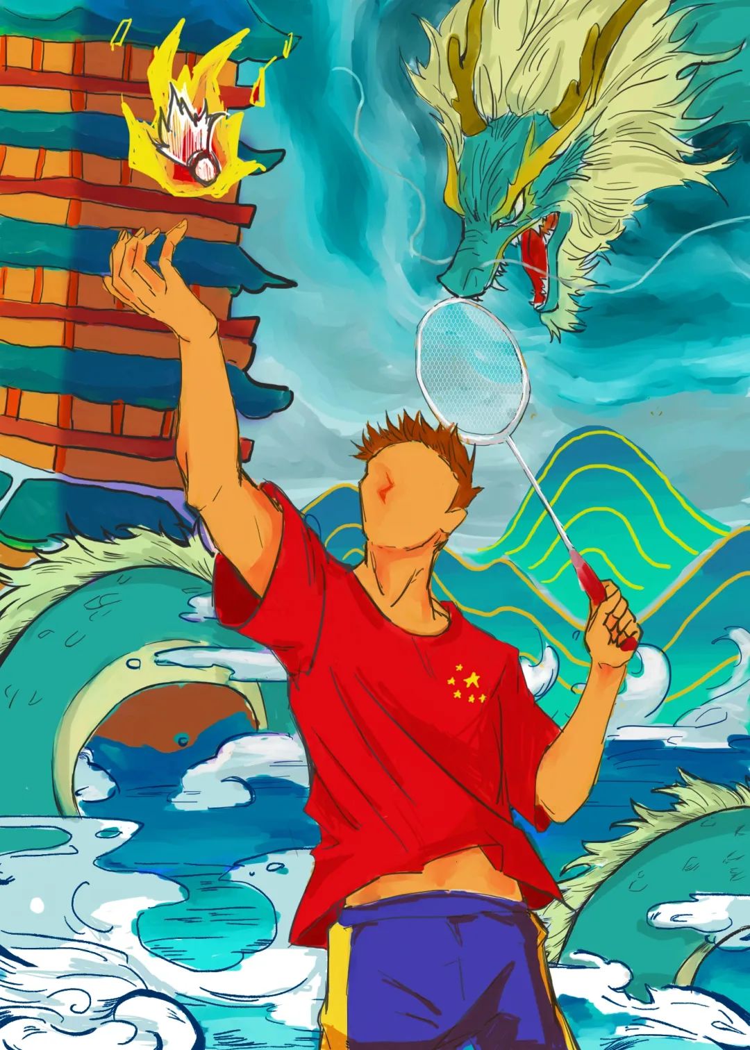 2022迎亚运主题绘画 运动人物绘画作品-图8