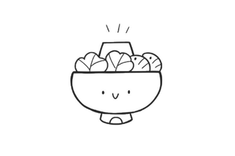 简单可爱火锅简笔画画法-图4