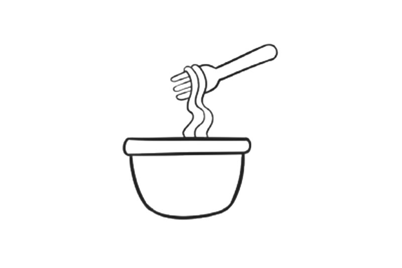 美味泡面简笔画画法步骤-图2