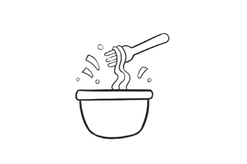 美味泡面简笔画画法步骤-图3