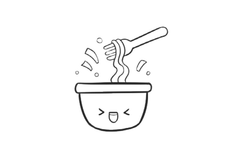 美味泡面简笔画画法步骤-图4