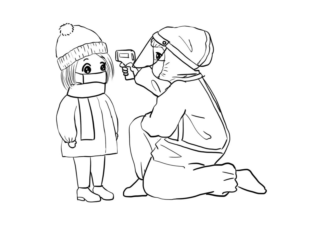 步骤2：测量体温简笔画