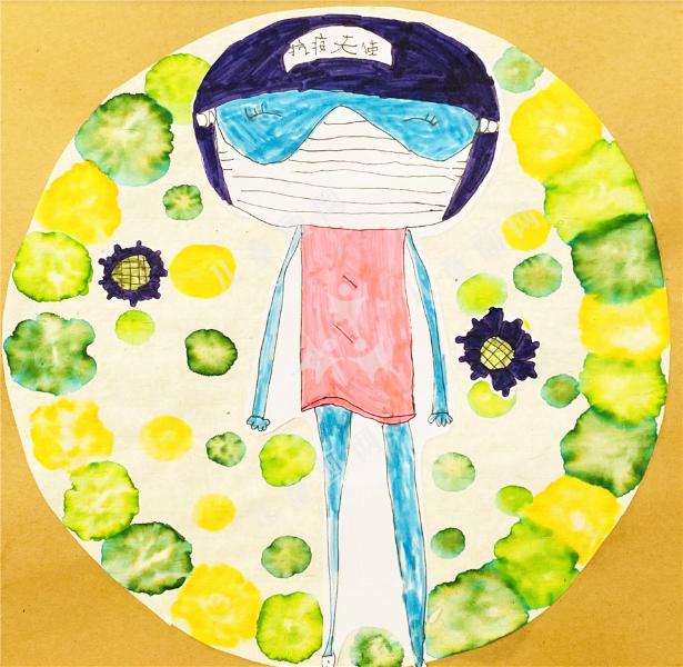 儿童绘画作品-抗疫天使