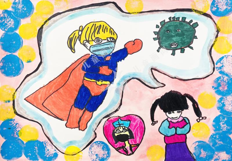 我的妈妈是超人儿童手绘画