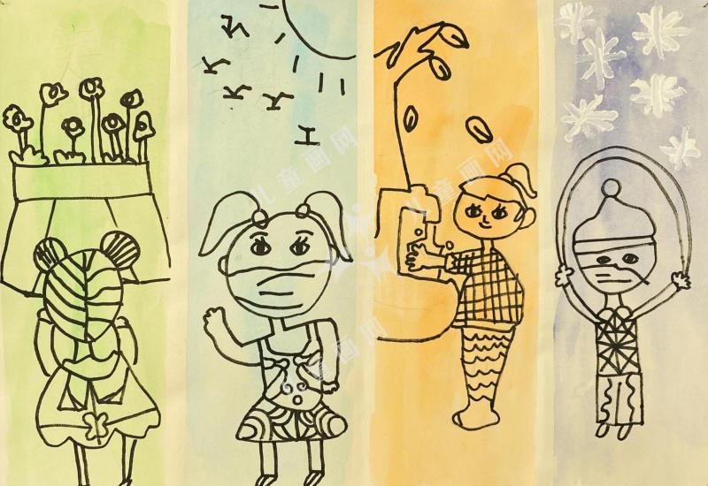 春夏秋冬，每”疫“天儿童画