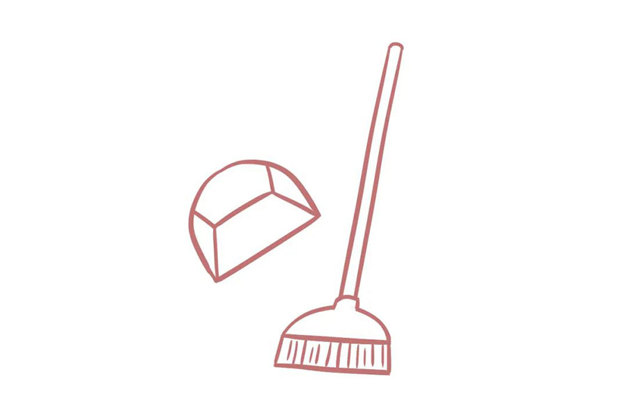 劳动节绘画素材扫把与畚斗简笔画画法步骤-图8