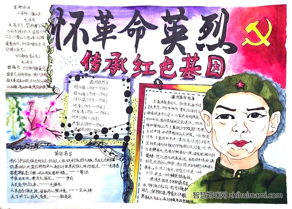 缅怀先烈，致敬英雄手抄报一等奖（12张）-图1