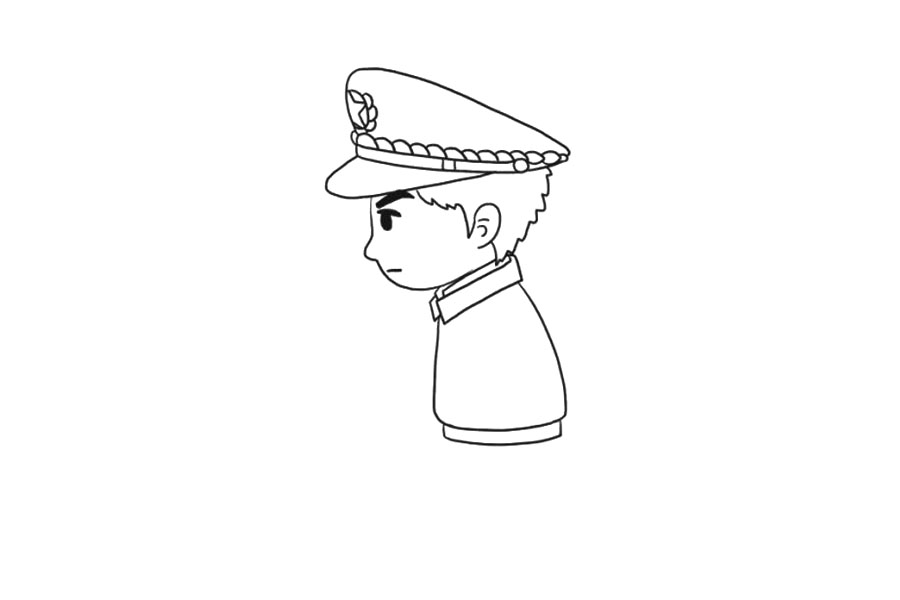 劳动节致敬不同岗位劳动者 缉毒警简笔画画法-图3