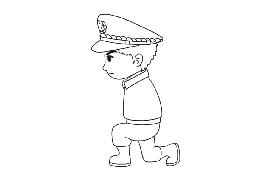 劳动节致敬不同岗位劳动者 缉毒警简笔画画法-图4