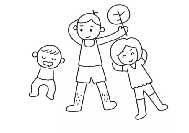 户外乘凉 温馨的家庭简笔画-图5
