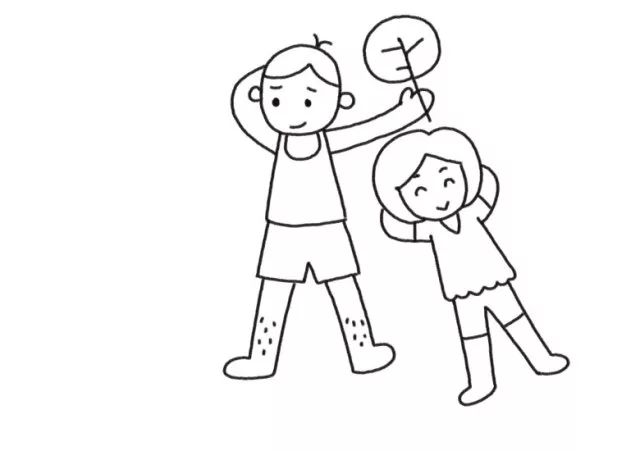 户外乘凉 温馨的家庭简笔画-图4