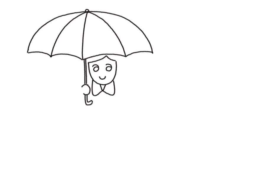 下雨天妈妈和我简笔画-图1