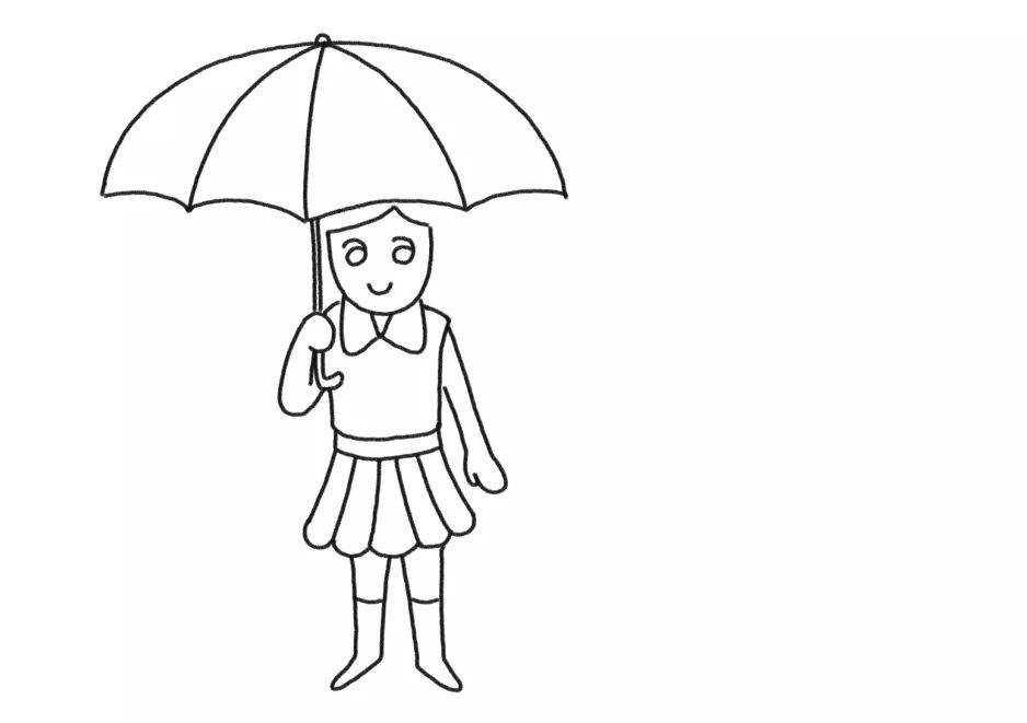 下雨天妈妈和我简笔画-图3