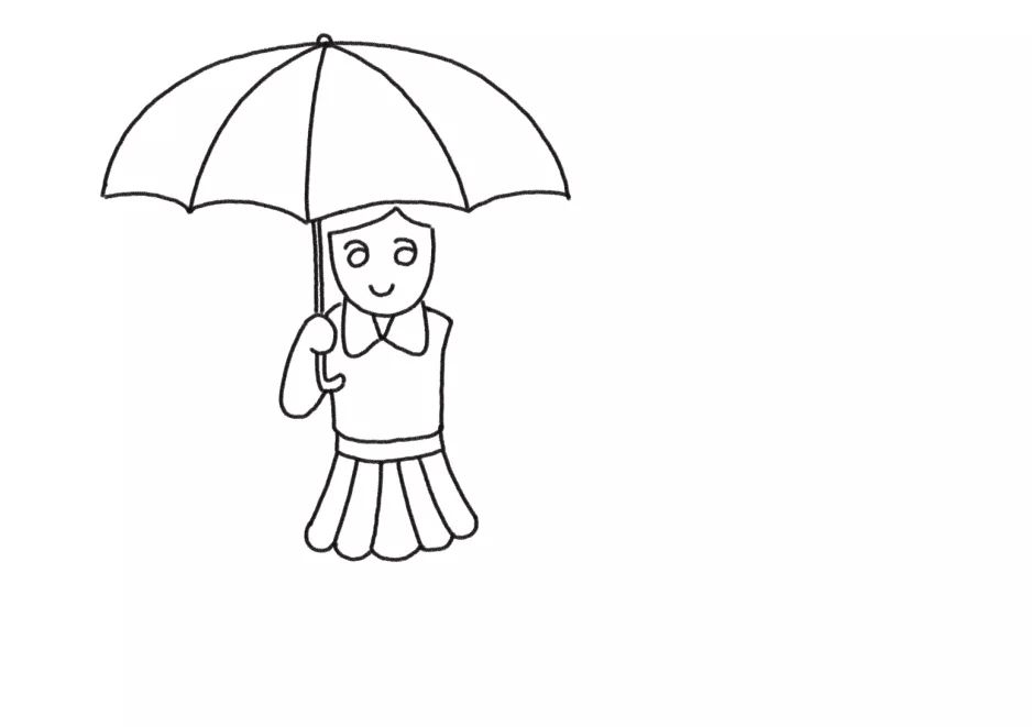 下雨天妈妈和我简笔画-图2