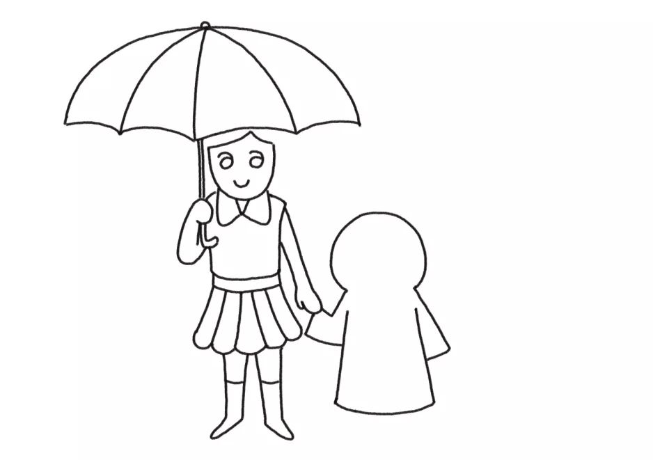 下雨天妈妈和我简笔画-图6