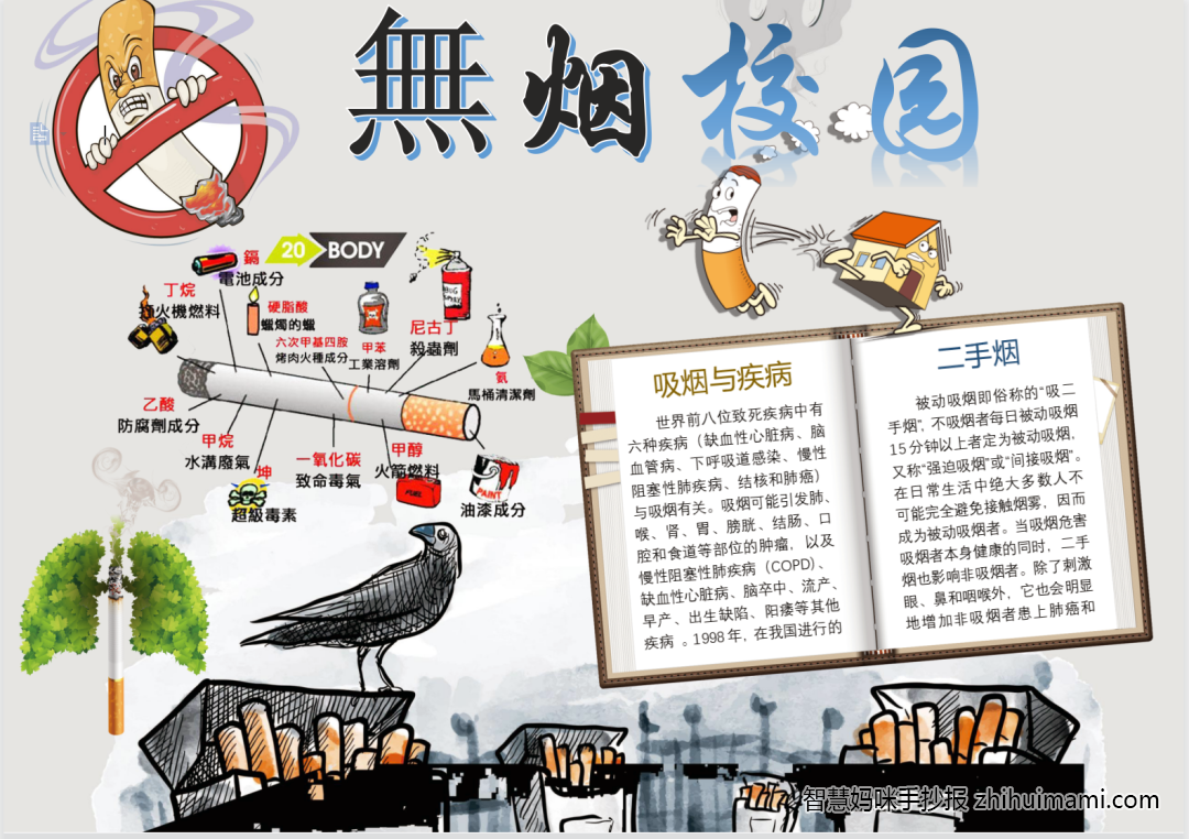 无烟校园手抄报简单又漂亮（9张）-图5