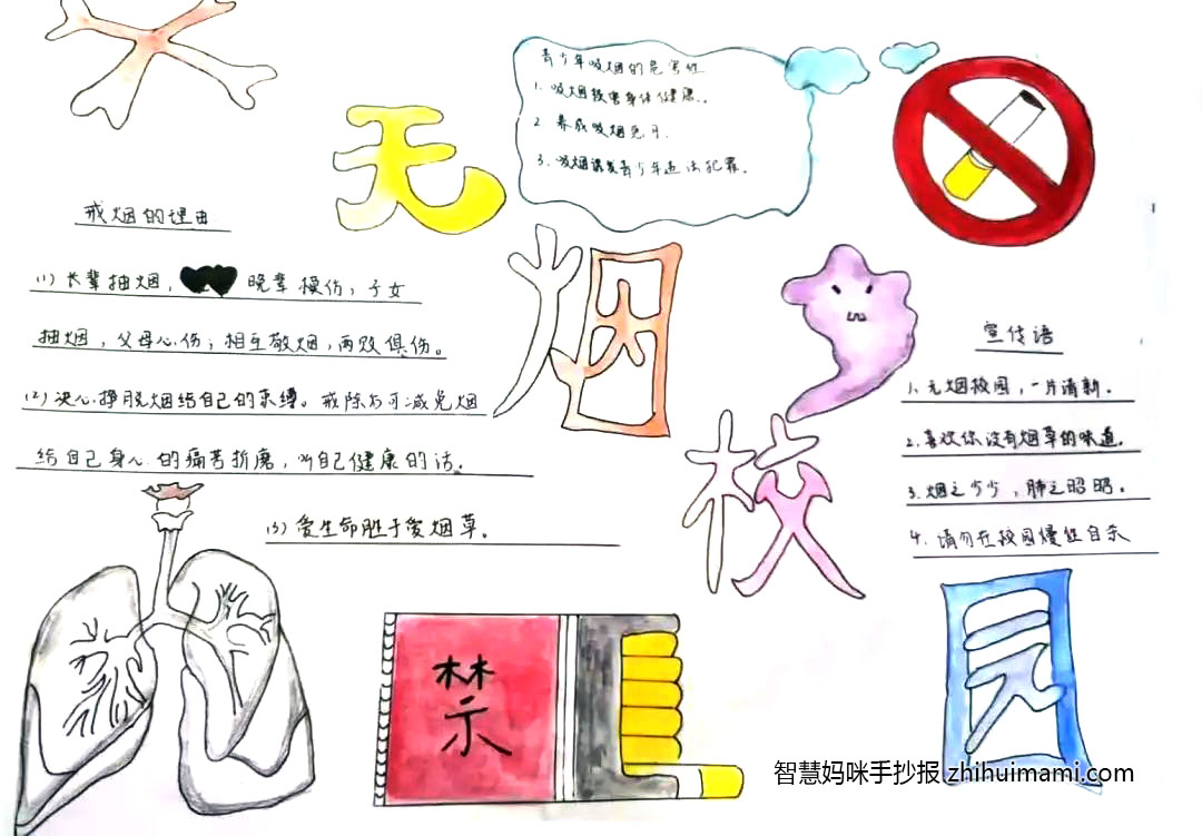 无烟校园手抄报简单又漂亮（9张）-图6