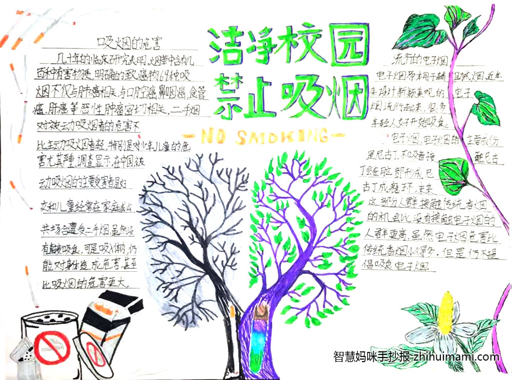 无烟校园手抄报简单又漂亮（9张）-图7